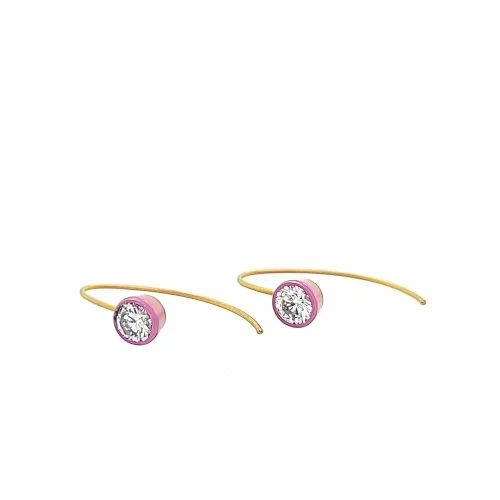 Stone Set Wire Pink Drop Earrings 
